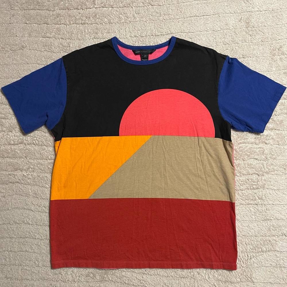 Marc By Marc Jacobs Colorblock Tee in Red, Blue, and Tan